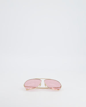 Fendi Pink FF Aviator Sunglasses with Gold Hardware