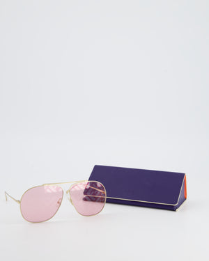 Fendi Pink FF Aviator Sunglasses with Gold Hardware