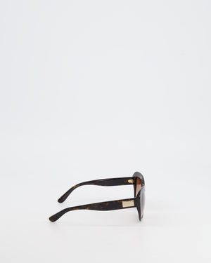 Dolce & Gabbana Brown Tortoiseshell Cat-Eye Sunglasses with Gold Logo Detail