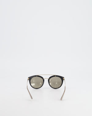 Prada Black Round Sunglasses with Gold and Grey Details