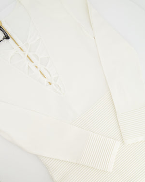 Balmain White Bodycon Mini Dress with Open-front Detail Size FR 42 (UK 14)