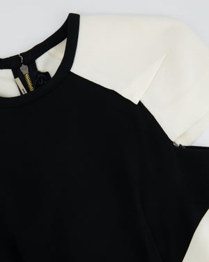Roland Mouret Black and White Round Neck Short Sleeve Panelled Midi Dress FR 38 (UK 10)