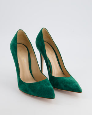 Gianvito Rossi Emerald Green 105 Suede Leather Heel Size EU 39