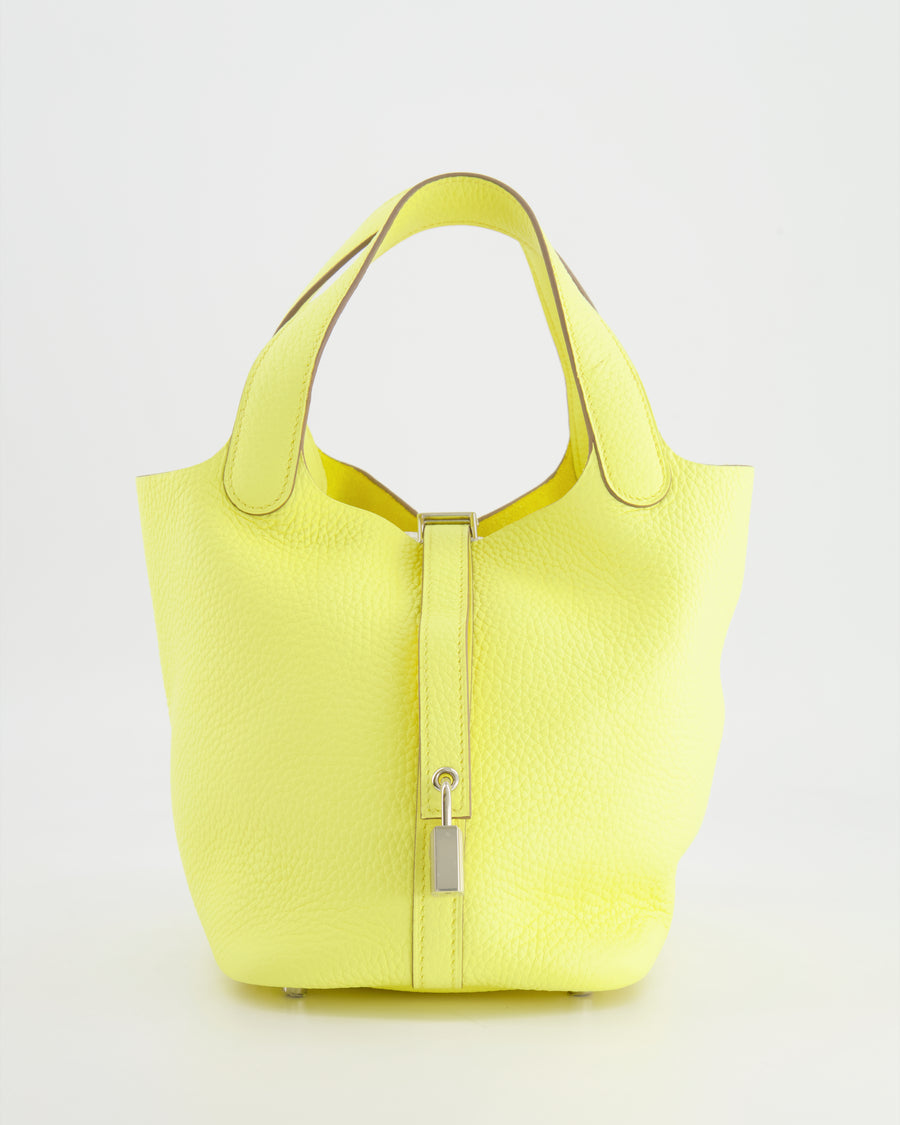 *HOT* Hermès Picotin Bag 18cm in Limoncello Clemence Leather with Palladium Hardware