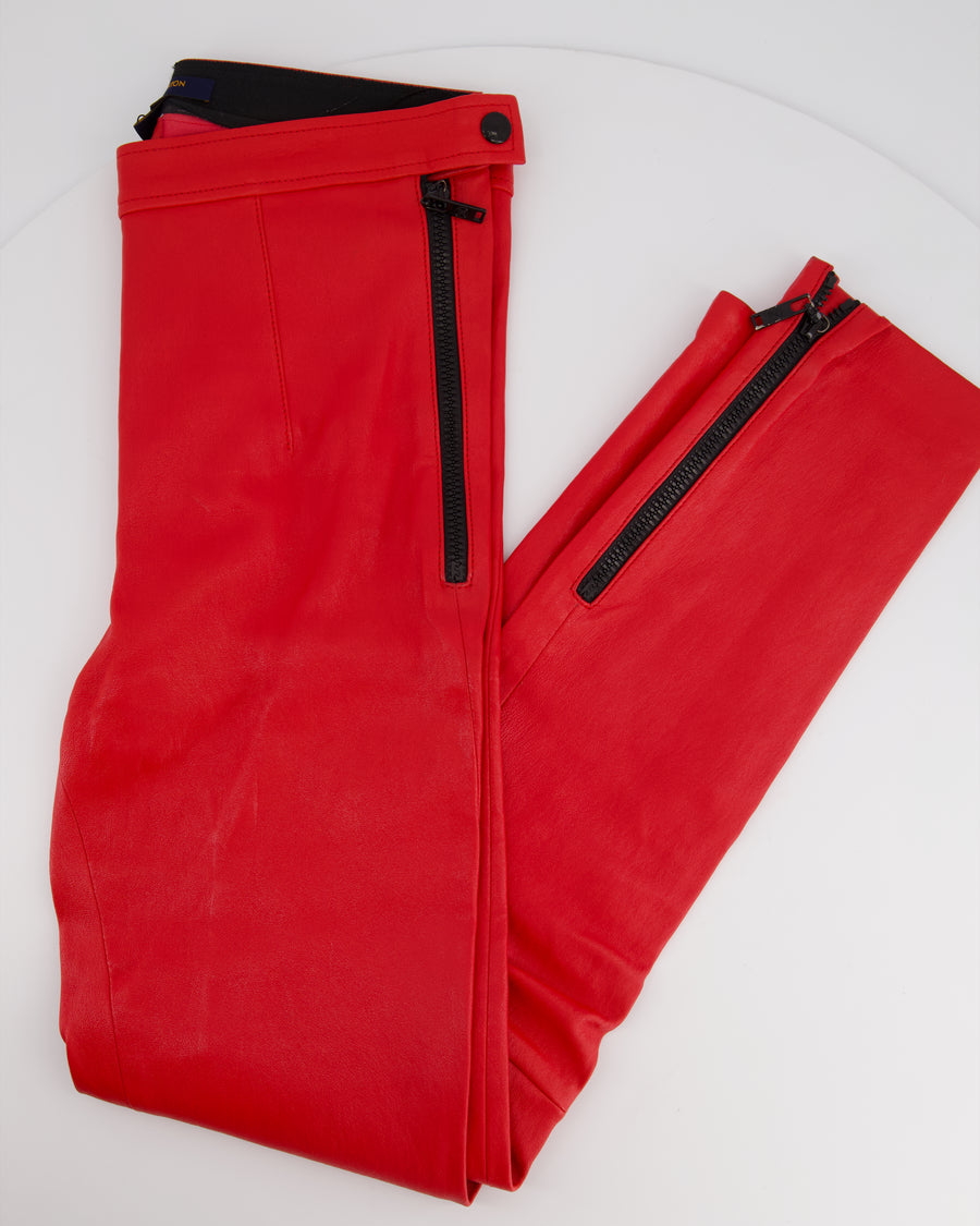 Louis Vuitton Red Leather Leggings with Black Hardware Size FR 36 (UK 8)