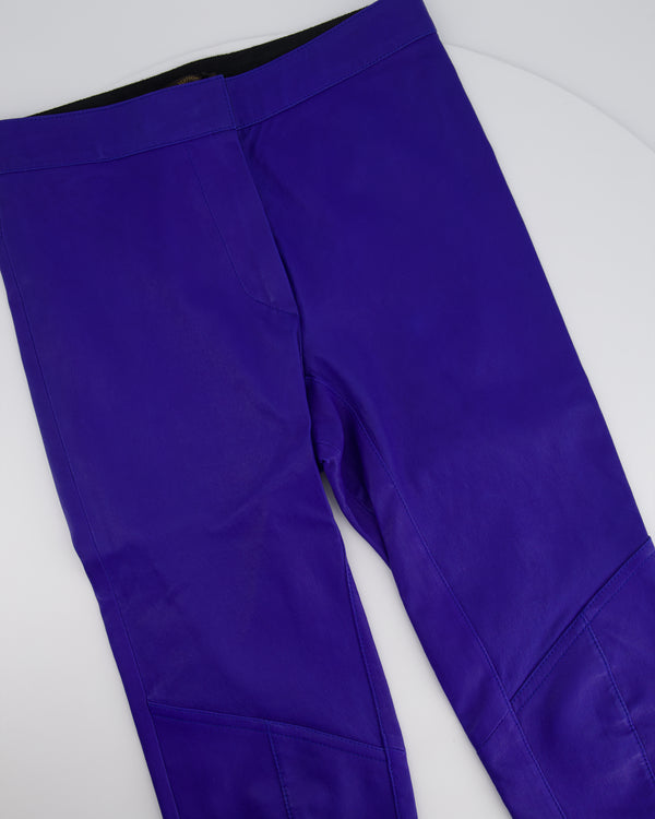 Louis Vuitton Electric Blue Leather Leggings with Silver Hardware Size FR 36 (UK 8)