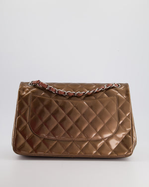*FIRE PRICE* Chanel Bronze Patent Classic Jumbo Double Flap Bag with Silver Hardware RRP £9,240