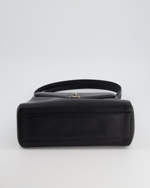 Chanel Black Caviar Top Handle Shoulder Bag with Silver Hardware