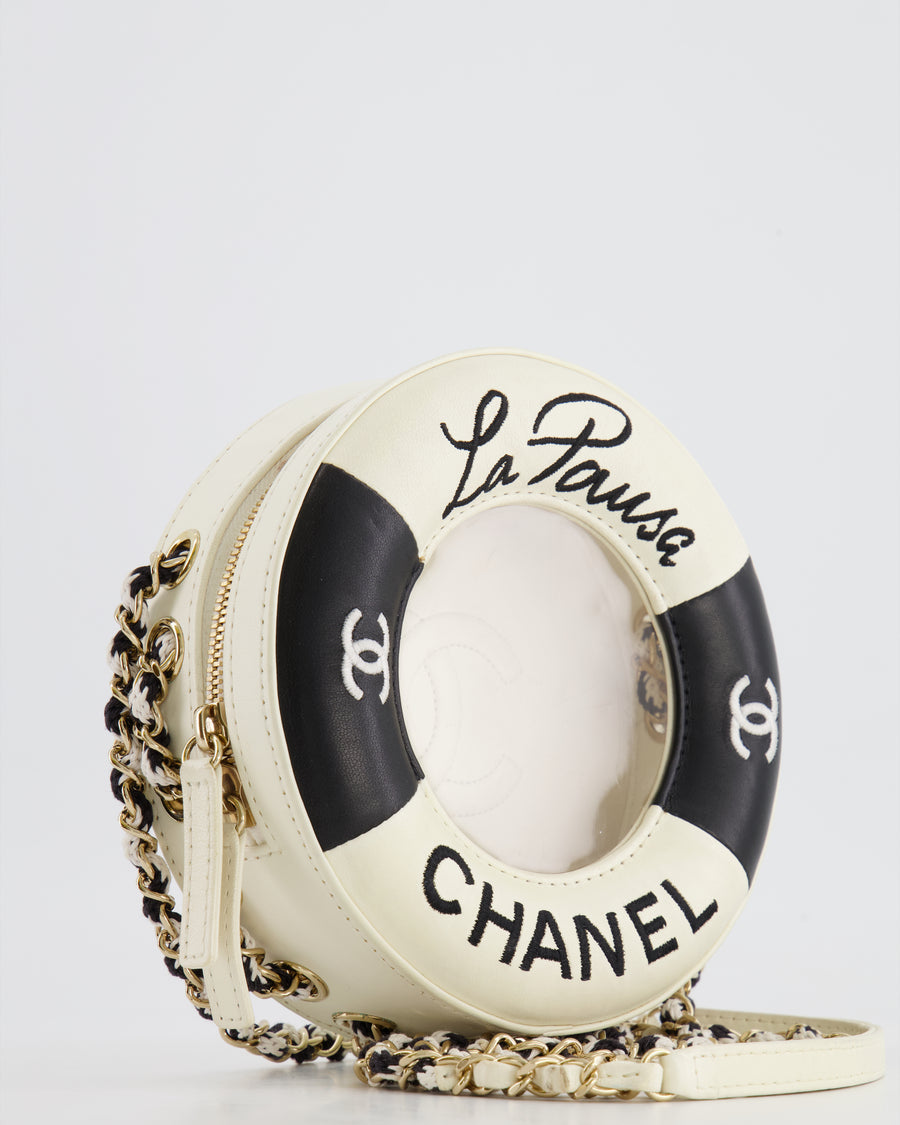 *RARE* Chanel La Pausa Coco Lifesaver Bag in Black and White with Champagne Gold Hardware