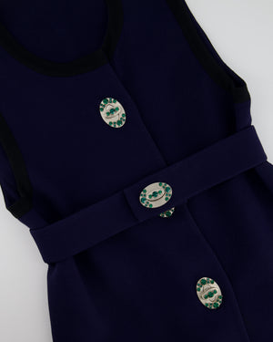 Miu Miu Navy Dress with Black Trim and Embellished Clasp Detail FR 40 (UK 12)