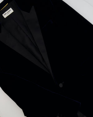 Saint Laurent Deep Blue Velvet Blazer Jacket Size FR 38 (UK 10) RRP £2,650