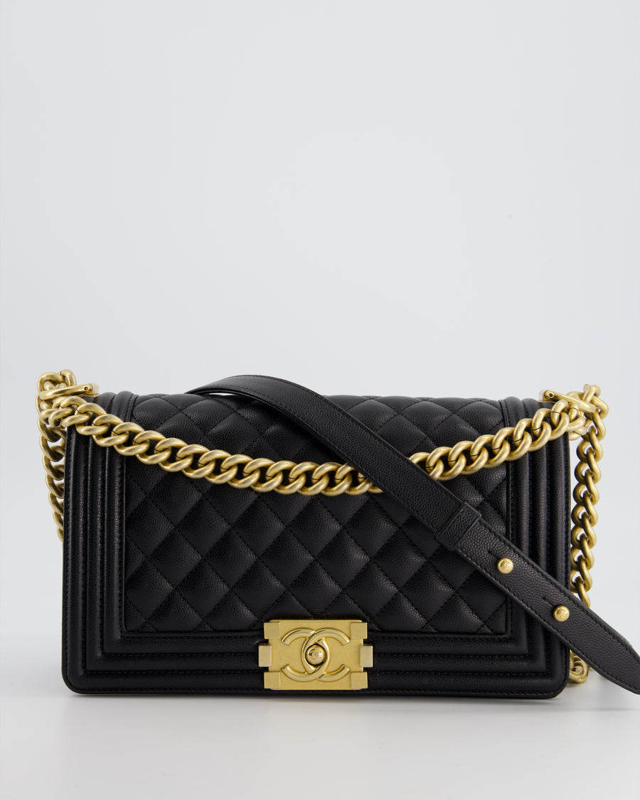 FIRE PRICE* Chanel Black Medium Boy Bag in Caviar Leather with Brushe –  Sellier
