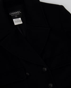 Chanel Black Wool Double Breasted  Style Coat with CC Buttons Size FR 36 (UK 8)