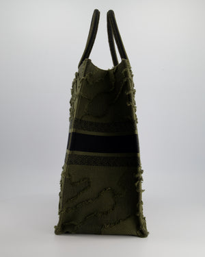 Christian Dior Large Book Tote in Green Camouflage Embroidery
