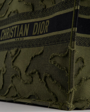 Christian Dior Large Book Tote in Green Camouflage Embroidery
