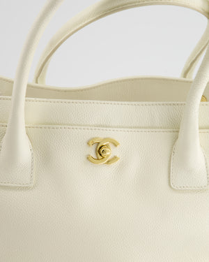 Chanel White Executive Shopper Tote Bag with Gold Hardware