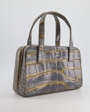 Chanel Bluish-Grey Crocodile Bowling Bag