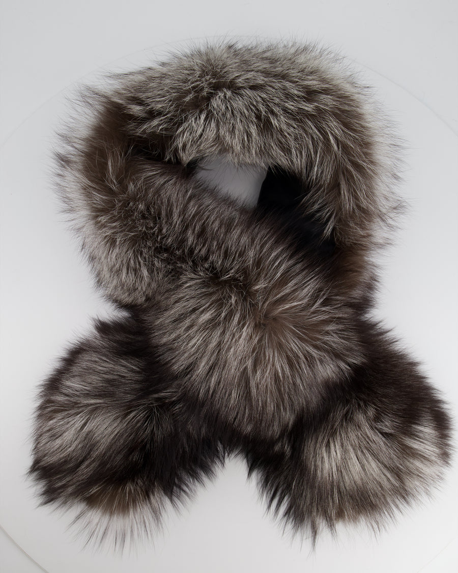 Silver Fox Real Fur Long Shawl Collar