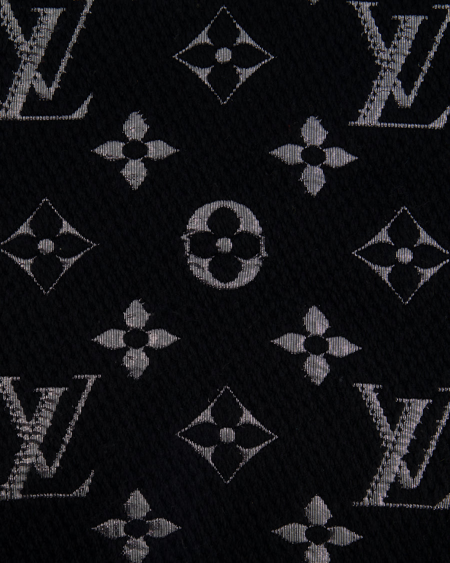 Louis Vuitton Black and Silver Metallic Monogram Scarf