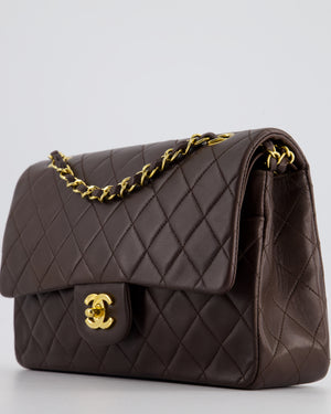 *PRISTINE VINTAGE* Chanel Chocolate Brown Vintage Classic Double Flap Bag in Lambskin Leather with 24K Gold Hardware