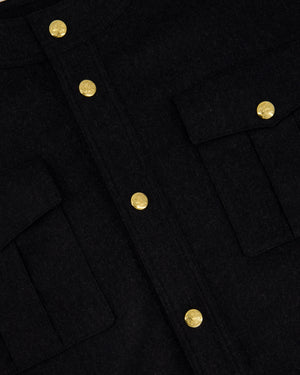 Céline Dark Grey Cashmere Boxy Jacket With Gold Buttons Detail Size FR 40 (UK 12)