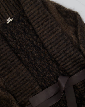 Hermès Brown Mohair Gilet Coat with Leather Belt Size FR 38 (UK 10)
