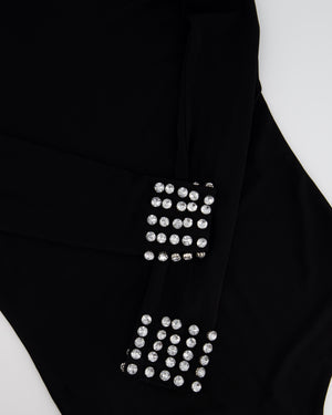 Dolce & Gabbana Black Long-Sleeve Bodysuit with Crystal Sleeve Detail Size IT 40 (UK 8)