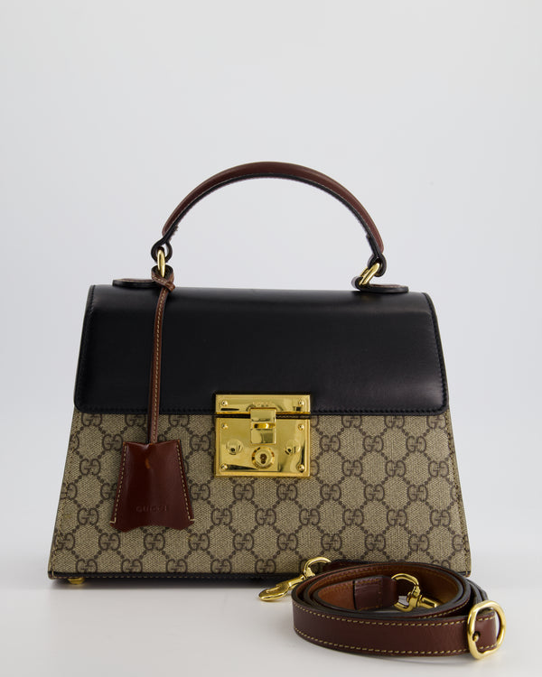 Gucci Padlock GG Supreme Top Handle Bag with Gold Hardware
