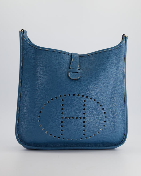*FIRE PRICE* Hermès Evelyne 29cm Bag in Blue Jean Togo Leather with Palladium Hardware