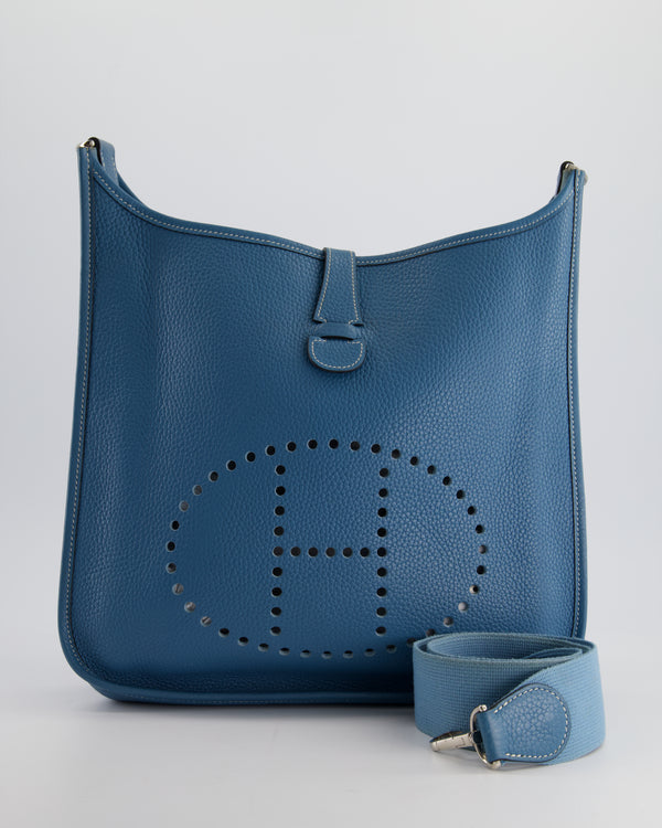 *FIRE PRICE* Hermès Evelyne 29cm Bag in Blue Jean Togo Leather with Palladium Hardware