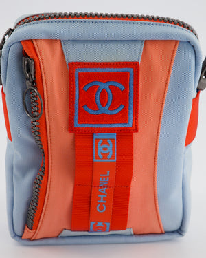 SUPER FIRE PRICE* Chanel Blue and Red Sports Crossbody Bag with Gunmetal Hardware