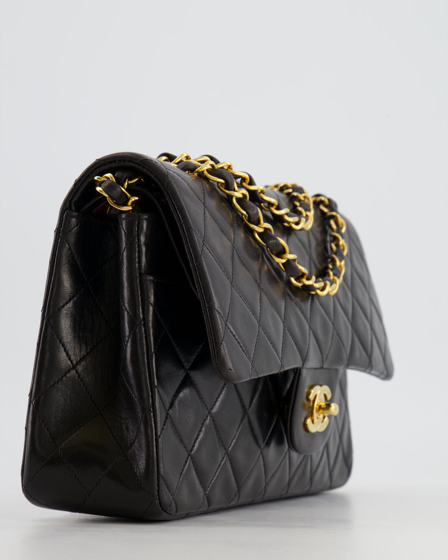 CHANEL Black Lambskin Quilted Leather 24K Gold Plated Shoulder Jumbo Flap  Bag For Sale at 1stDibs