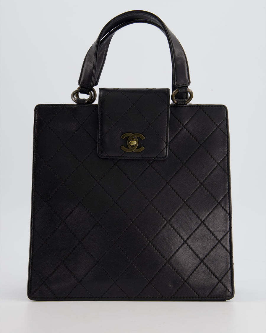 FIRE PRICE* Chanel Vintage Black Kelly Top Handle Shopper Bag in