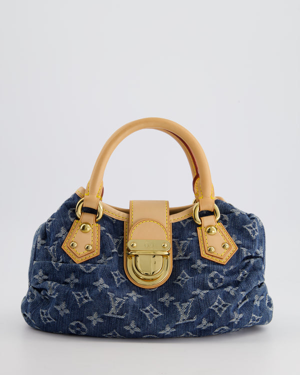 *Y2K* Louis Vuitton Denim Pleaty Bag in Denim and Vacchetta Leather with Gold Leather