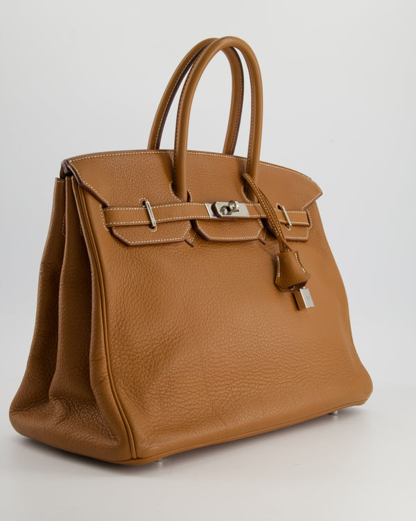 Hermès Birkin Bag 35cm in Gold Clemence Leather with Palladium Hardware