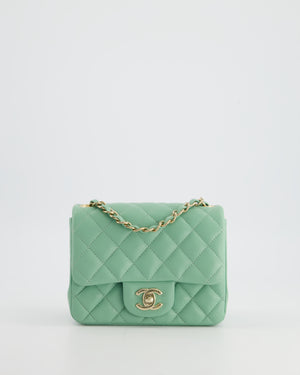 *HOT COLOUR* Chanel Green Tea Mini Square Bag in Lambskin Leather with Champagne Gold Hardware