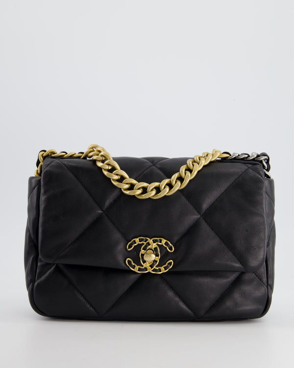 Chanel 19 Black Small Flap Bag in Goatskin Leather with Mixed Hardware