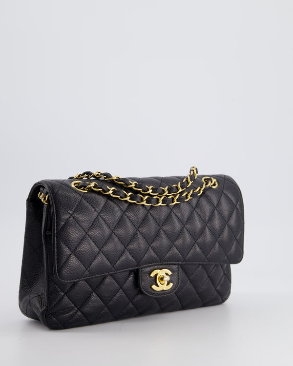 Chanel Medium Black Classic Double Flap Bag in Caviar Leather with Gold Hardware RRP £8,530