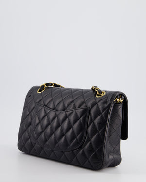 Chanel Medium Black Classic Double Flap Bag in Caviar Leather with
