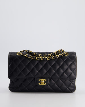 Chanel Medium Black Classic Double Flap Bag in Caviar Leather with