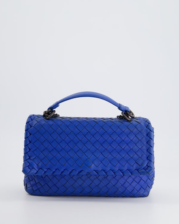 Bottega Veneta Cobalt Blue Olimpia Intrecciato Shoulder Bag