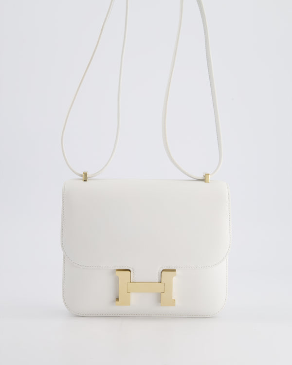 *HOLY GRAIL* Hermès Mini Constance 18cm in White Swift Leather with Gold Hardware