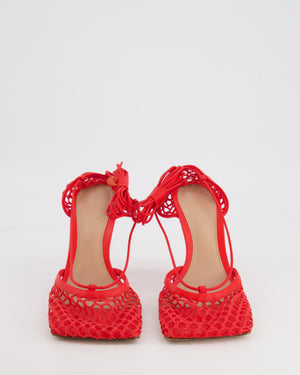 Bottega Veneta Coral Red Stretch Lace-Up Sandal Size 37 RRP £770