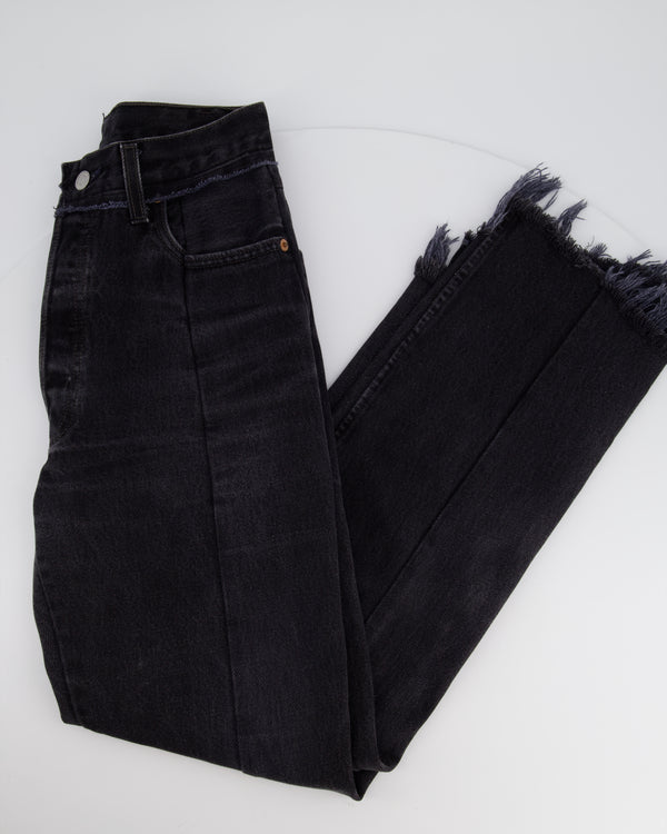 Vetements Black Wash Denim Jeans with Frayed Hems and High Waist Size XS (UK 6)