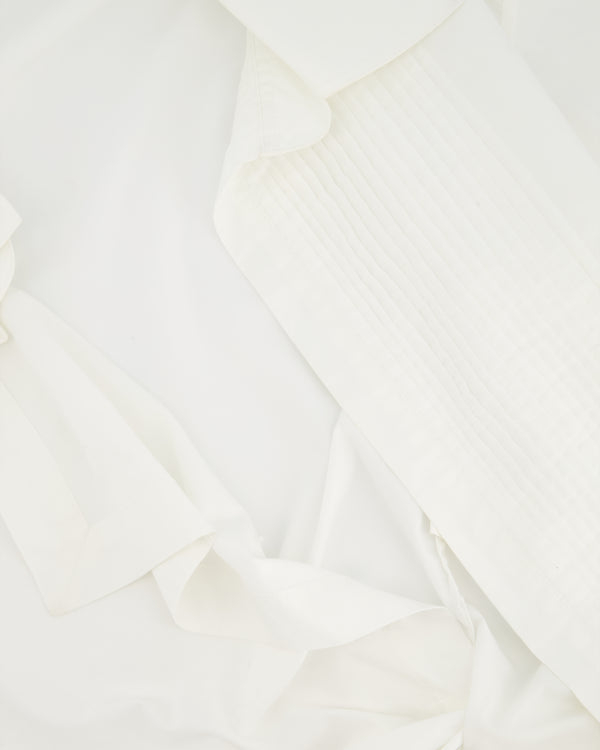 Johanna Ortiz White Cropped Wrap Short Sleeve Shirt Size S (UK 8)