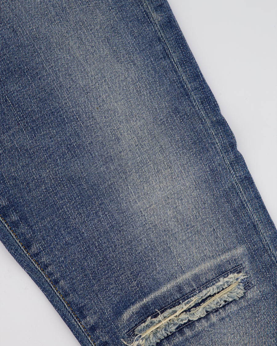 Saint Laurent Blue Denim Skinny Jeans with Distressed Effect Size UK 6
