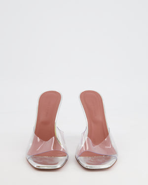 Amina Muaddi Lupita Glass PVC Heeled Mules Size EU 36 RRP £535