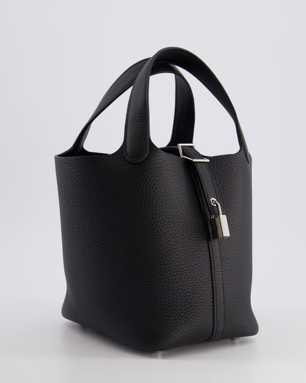Hermès Picotin 18cm Bag in Black Clemence Leather with Palladium Hardware