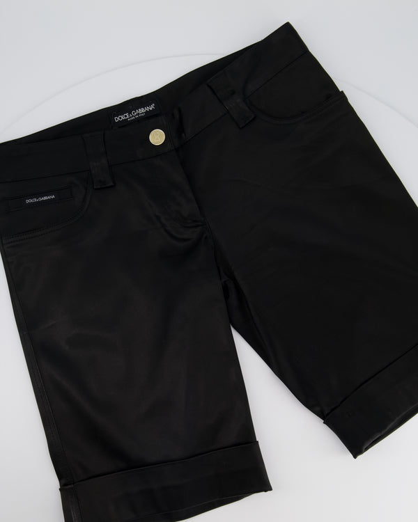 Dolce & Gabbana Black Satin Long Shorts Size IT 38 (UK 6)