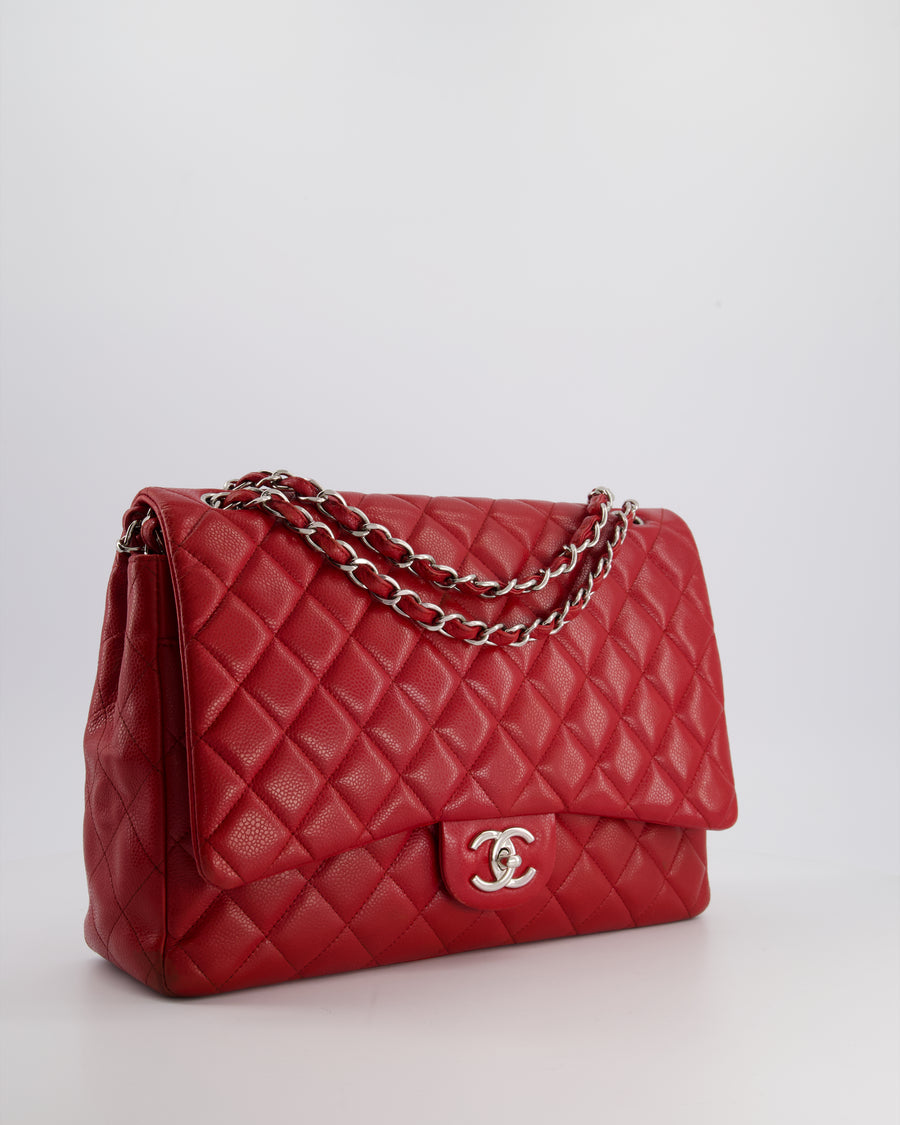 FIRE PRICE* Chanel Maxi Double Flap Bag in Red Caviar Leather with